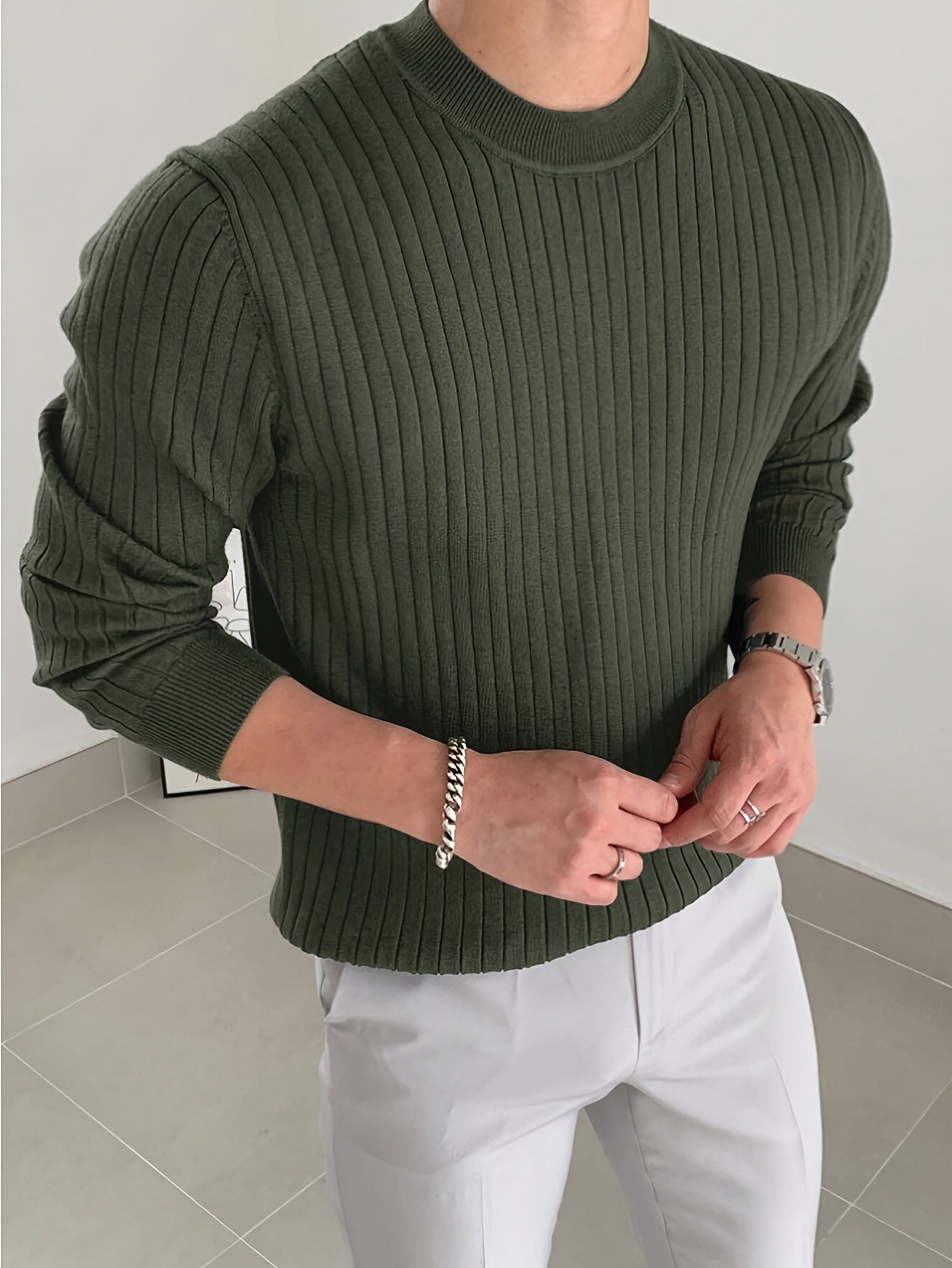 Regular Fit Ribbed Pullover Tops