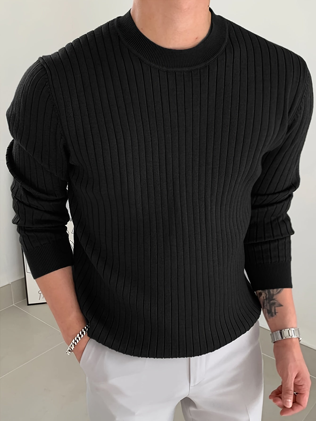 Regular Fit Ribbed Pullover Tops