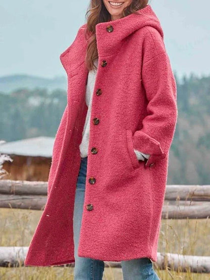 Automne Hiver Coupe-vent Chaud Uni avec Poches Veste Élégante